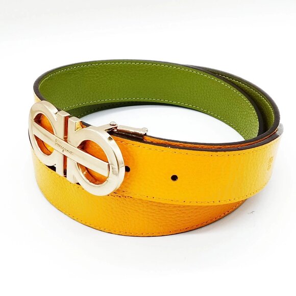 Salvatore Ferragamo Other - Authentic Ferragamo Belt Yellows Greens Leather mn296-121225